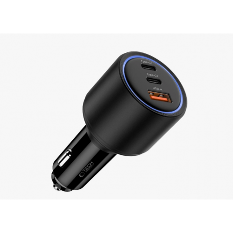 Automobilinis įkroviklis 12-24V 2xUSB C + USB 175W juodas Tech-Protect CC04
